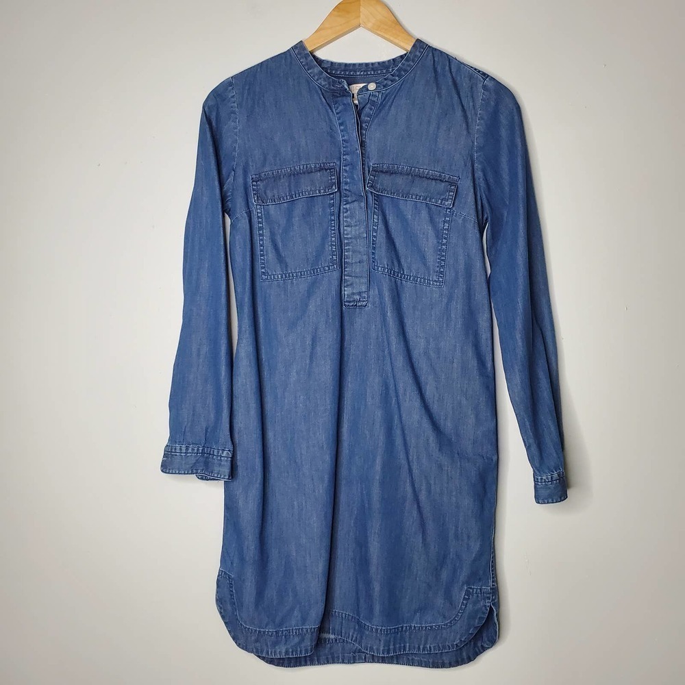 J. Crew Drapey Chambray Shirt Dress Indigo Denim Size XS - Picture 12 of 13